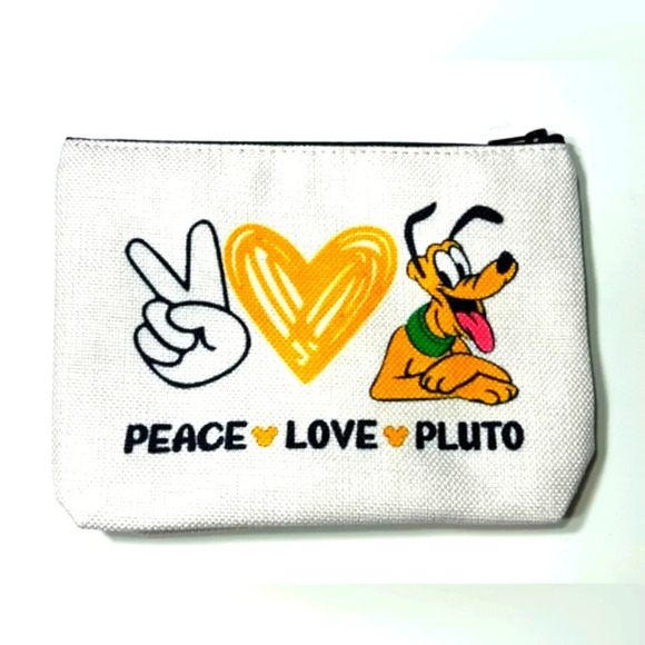 Peace Love  Pluto/Cosmetics Bag ✌️💛🐕‍🦺 Free w/Purchase - Picture 1 of 5